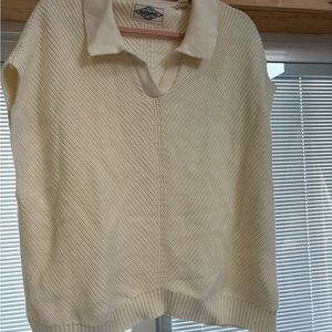 Weatherproof Cream Knit Sleeveless Collared Sweater
